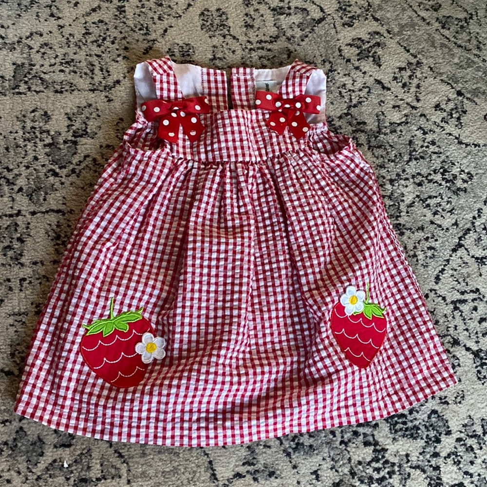 6-9M Plaid Red Strawberry Dress